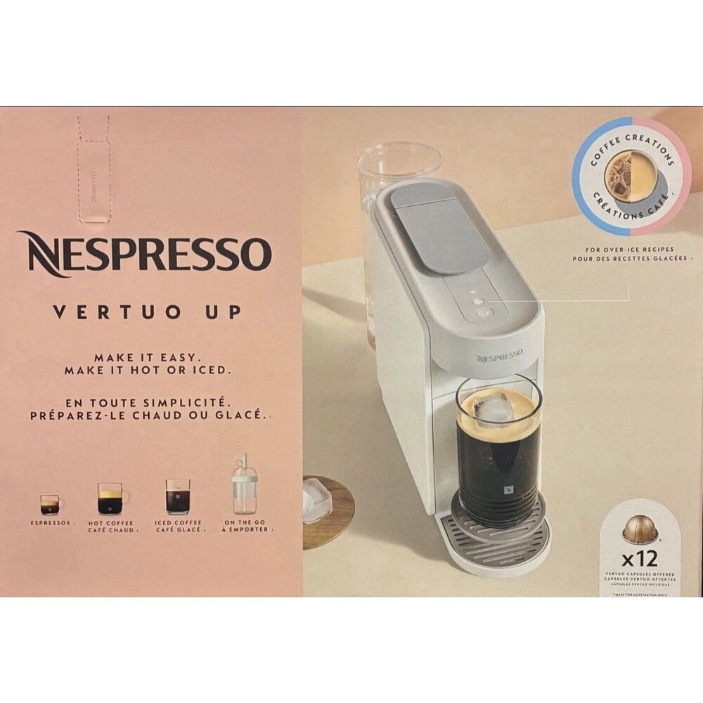 Nespresso Vertuo Up Coffee Ice Coffee Espresso Maker Pearl White New Open Box